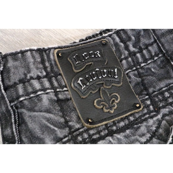 Rock Revival Jason Bootcut Distressed Black Denim Jeans Mens Size 38x33 - Picture 2 of 12